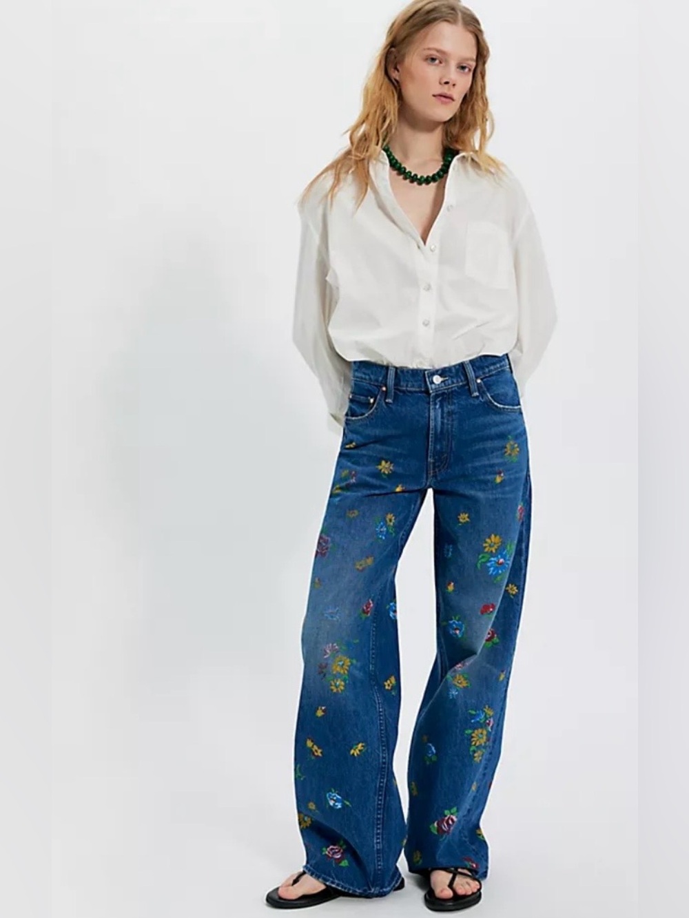 NWT MOTHER The Rerun Zip Sneak Print Jeans